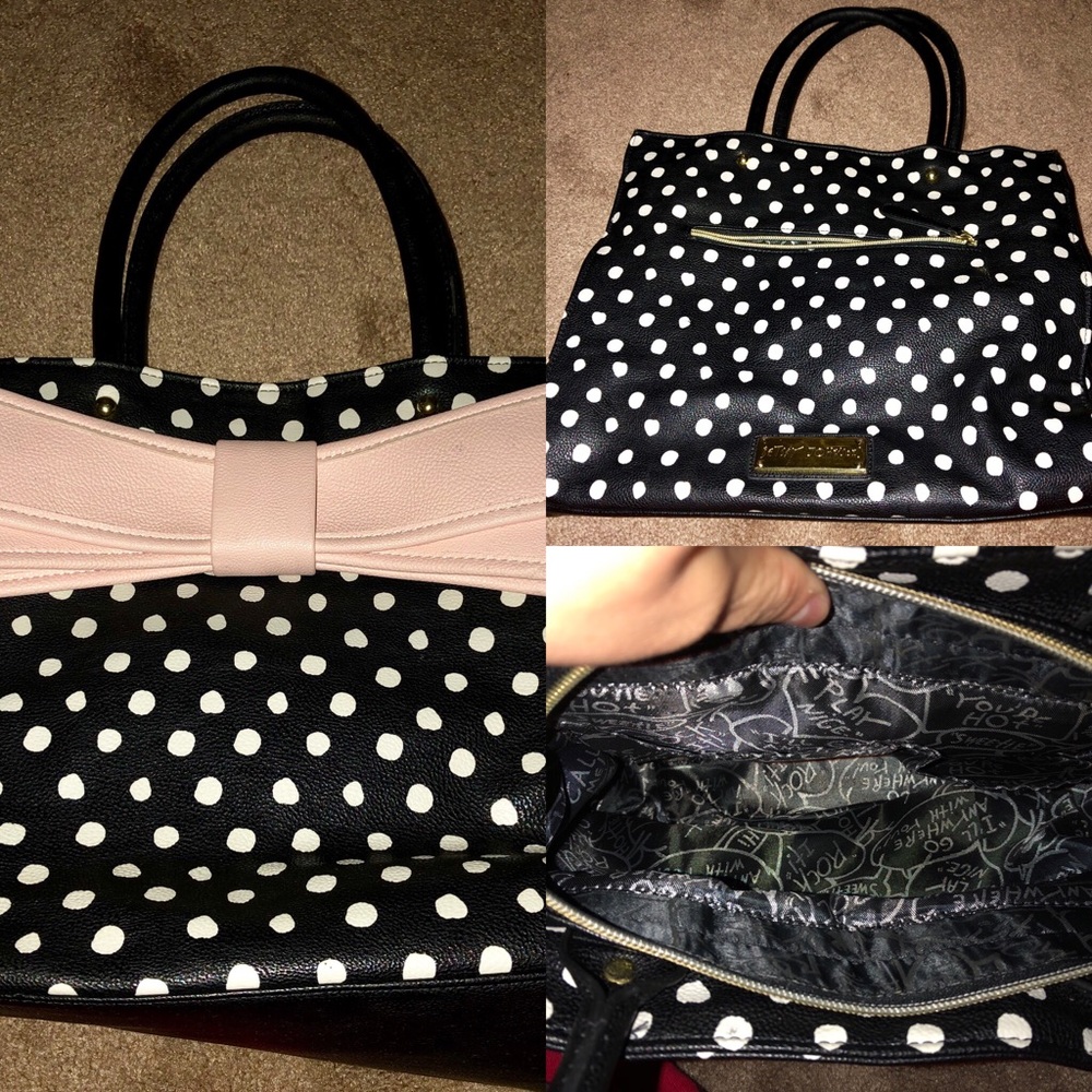 Betsey Johnson polka dot and bow purse